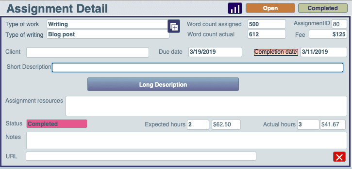 The custom app marks projects as completed.